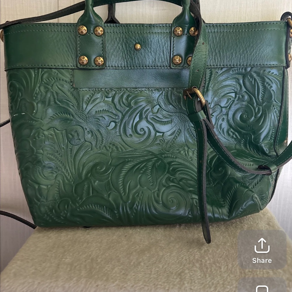 Patricia Nash Green Embossed Leather Tote